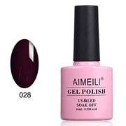 AIMEILI Soak Off UV LED gel Nail Polish - Burgundy Plum Dark Purple (028) 10ml