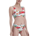 thumbnail image 2 of Daiia Watercolor Red Truck And Fir Tree printed 2 piece Swimsuit Bikinis for Women High Waisted Racerback Bathing Suits Summer Tummy Control Scoop Neck Swimwear-Large, 2 of 8
