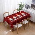 thumbnail image 3 of Christmas Table Cloth Rectangle Tablecloth - Merry Christmas Polyester Oblong Party Dining Table Cover Green Red Buffalo Plaid Tree Gnome Red Truck Fabric Vintage Farmhouse Decorations 140*210cm Red B, 3 of 3