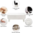 thumbnail image 3 of Storage Ottoman Bench, Modern Faux Fur Upholstered Entryway Bench with Gold Metal Legs, Flip Top Ottoman Stool Footrest for End of Bed Living Room Bedroom, Ivory, 3 of 7