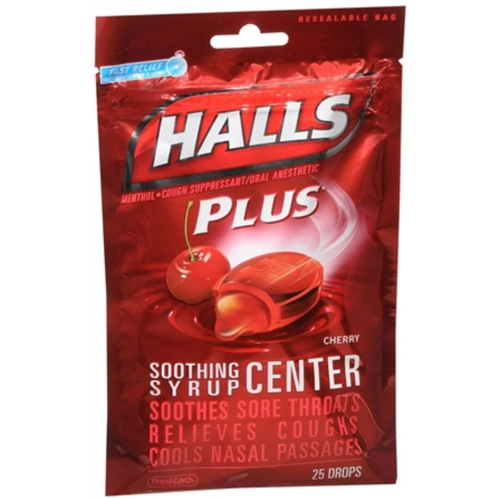 Halls Plus Drops Menthol, Cherry 25 ea (Pack of 6)