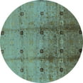 thumbnail image 1 of Ahgly Company Indoor Round Oriental Light Blue Industrial Area Rugs, 5' Round, 1 of 4