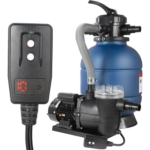 XtremepowerUS 13" Sand Filter Pool Pump 3/4HP, 2,400 GPH, GFCI Timer (UL) Included, Multi-Port Valve, Above Ground Pool Set, Up to 10,000 Gallons, 1-1/4" NPT