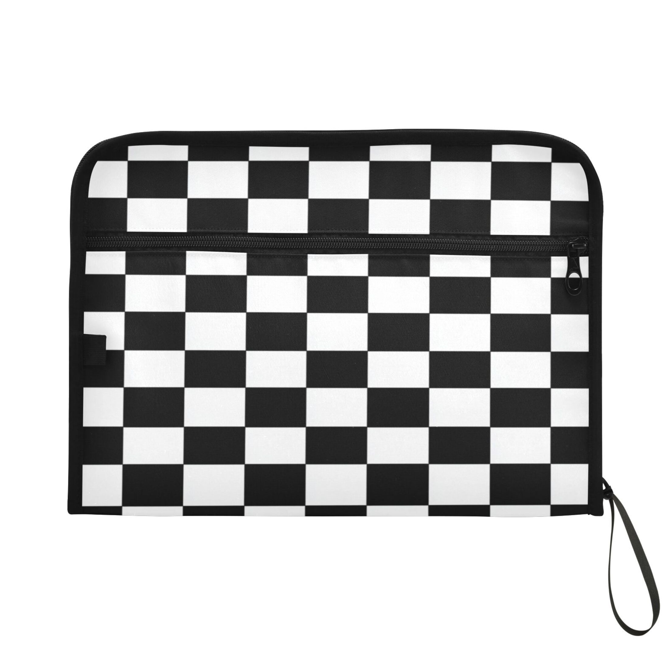 Accordion File Organizer with Zip Closure 13 Pockets Expanding File Folder Letter A4 Paper Document Organizer for Home Office Black and White Check
