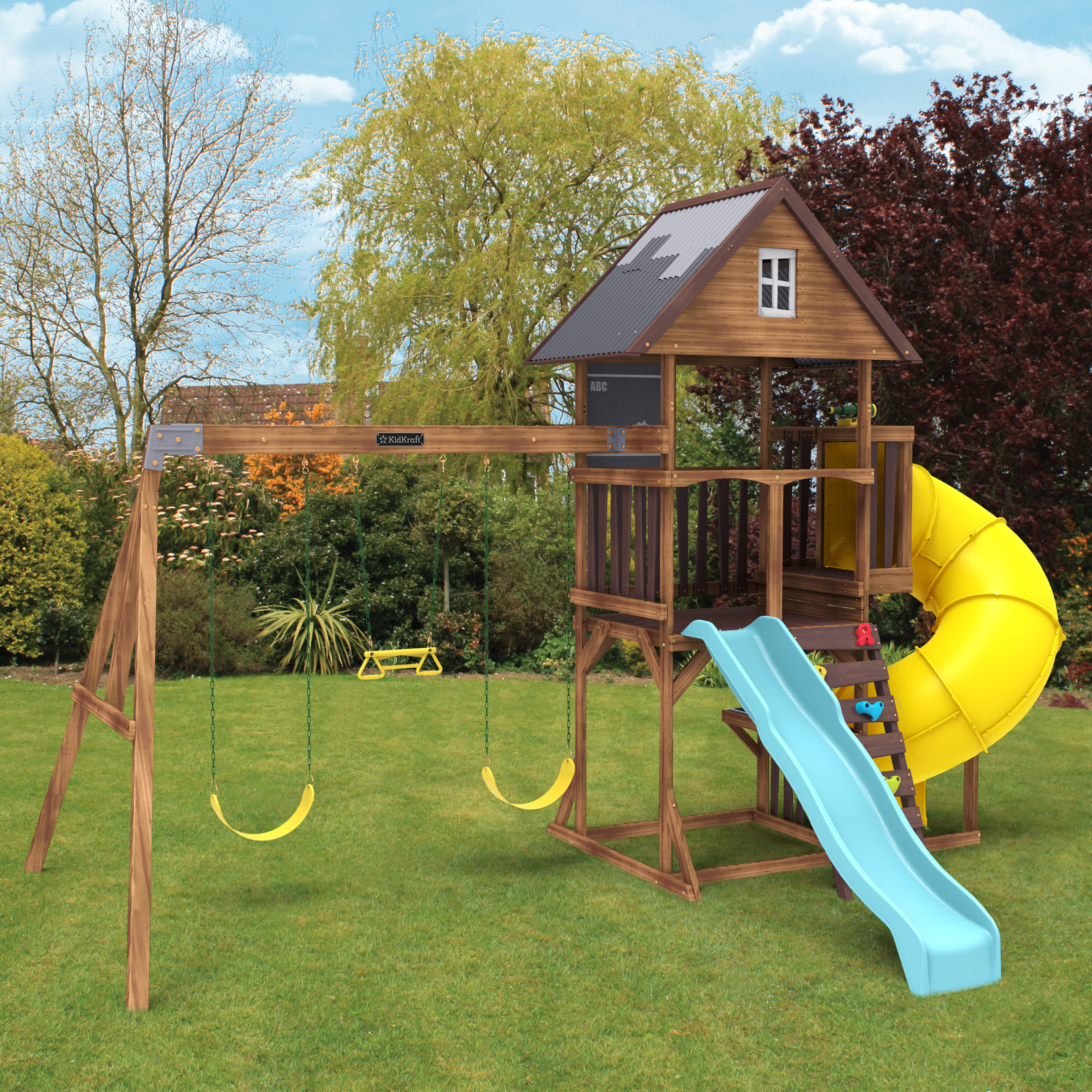 KidKraft Ryan's World Twisty Tower Wooden Swing Set - image 4 of 15
