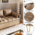 thumbnail image 5 of SAINSPEED Sofa Couch Faux Leather Loveseat Sofas with Hand Stitched Comfortable Cushion, Modern Design with Gold Metal Legs and Lift-Up Storage for Living Room in Light Brown, 5 of 6