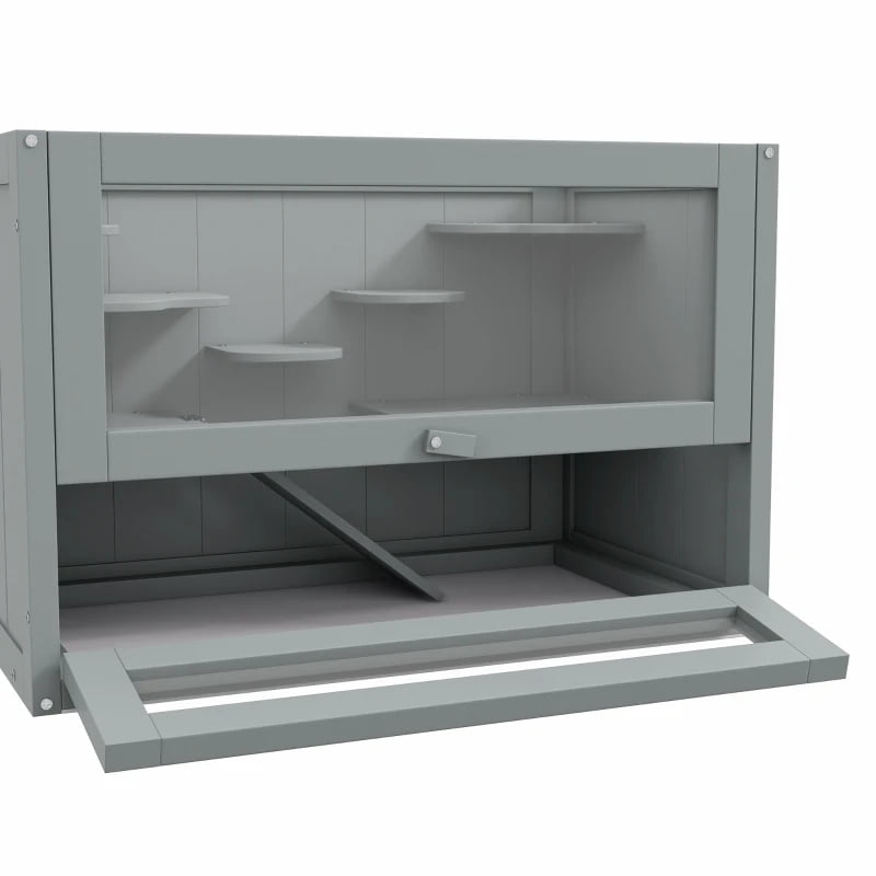 Pefilos 23" 2-Level Hamster Cage with Openable Top, Door, Shelf, Ladder, Pet Cages for Small Animals Guinea Pig Hutch House Indoor, Gray