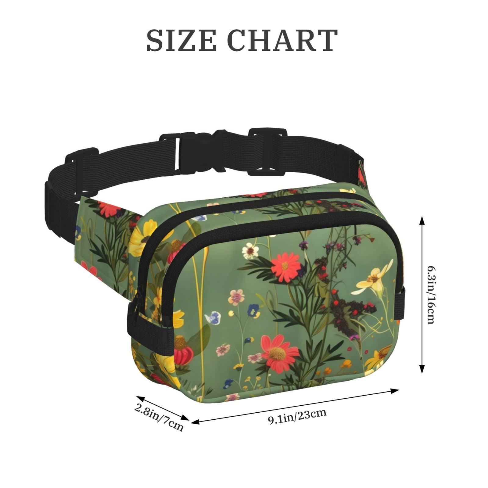 Picia Botanical Garden With Cats Print Square Double-Layer Waist Bag Mini Adjustable Waist Belt Bag Exercise Running Travel Hiking