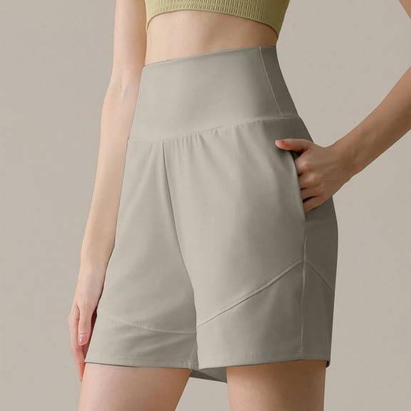 LEBONYARD Womens Shorts Summer Plus Size,Women's Shorts with a Modern Twist,Women's Summer Solid Pocket High WaistCasual Sports Shorts Gray S