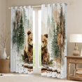 thumbnail image 2 of Manfei Cartoon Bear Blackout Curtains Set of 2 (52x84 Each) for Girls, Watercolor Jungle Wildlife Window Curtains, Green Pine Tree Curtains and Drapes, Luxurious Room Decor, 2 of 6