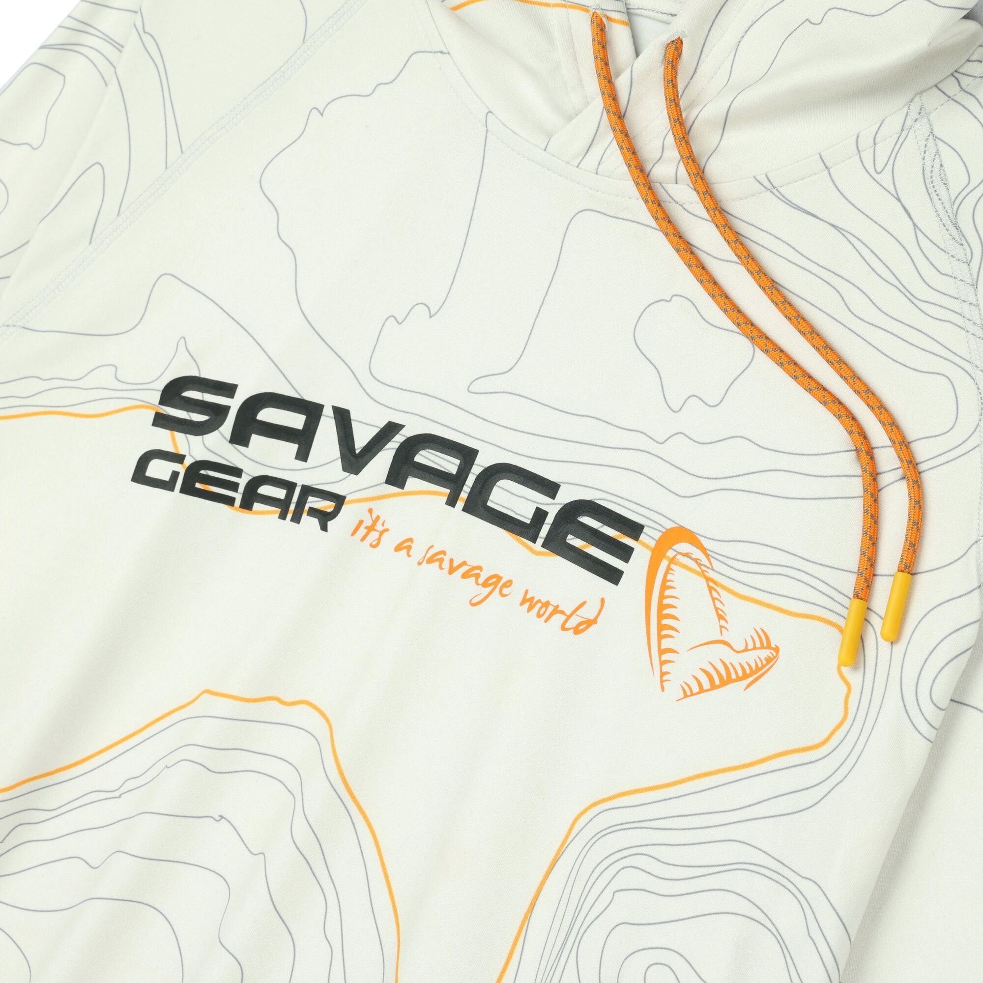 Savage Gear Topo Print Performance UPF Hoodie, Grey, Size XL