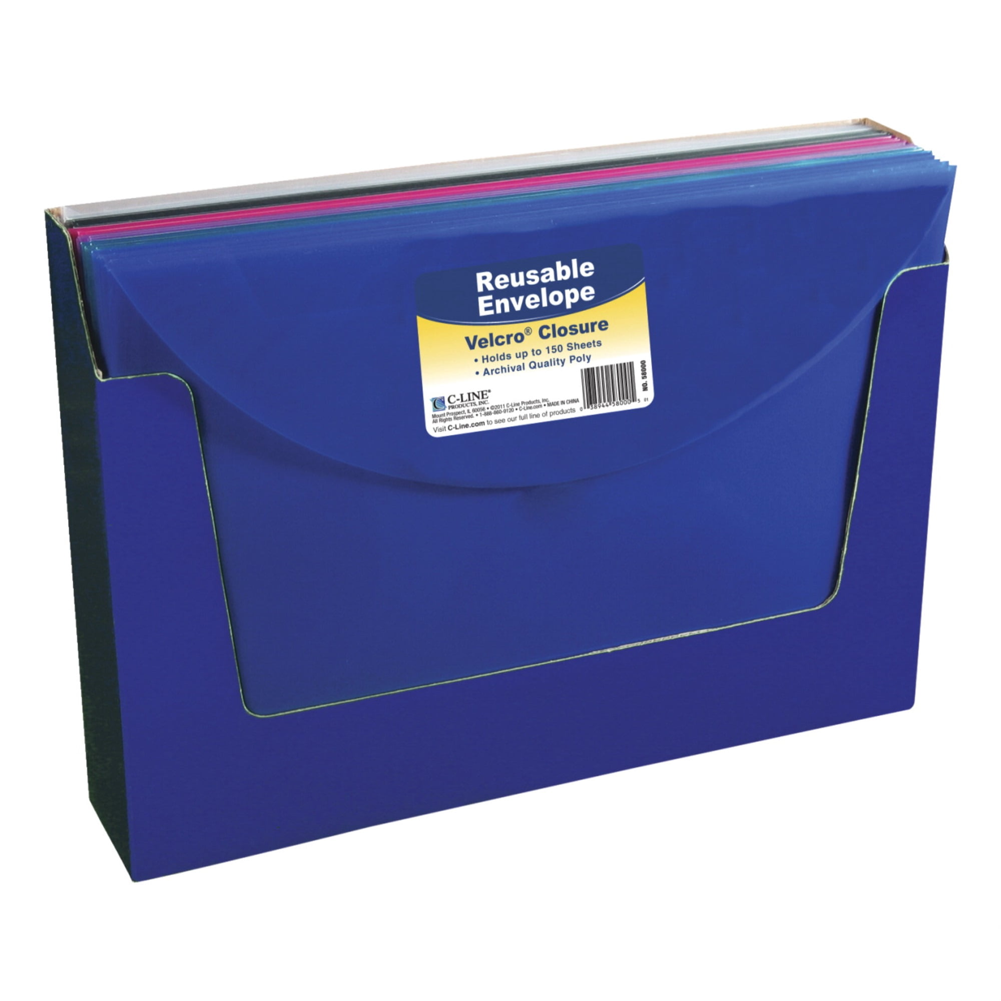 C-Line Poly Envelopes, Hook and Loop Closure, Letter, Assorted Colors, Set of 36