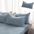 thumbnail image 4 of Household 100% Jersey Cotton Pillowcase-Light Weight, Comfortable Super Soft and Breathable Yarn-Dyed Pillow Cases with Envelope Closure (Sky Blue, 29.13x18.90in), 4 of 7