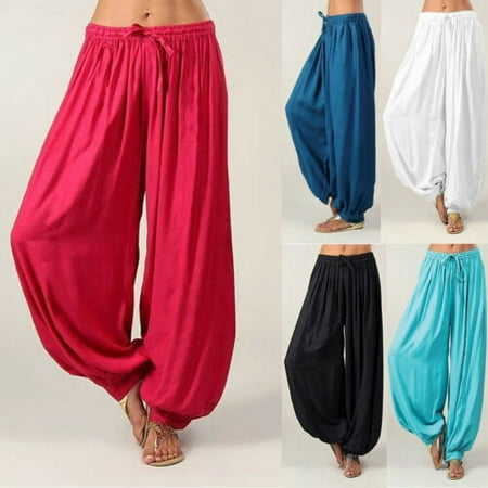 Women Ladies Casual Cotton Yoga Dance Long Pants Slacks