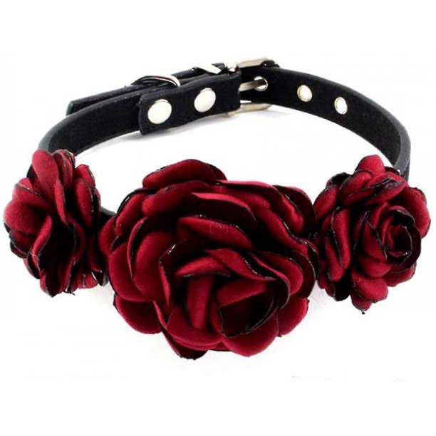 Veeki Collar de San Valentín con Flores para Perros y Gatos - Collar de Boda para Cachorros de Gamuza para Perros pequeños y Gatitos - Accesorios de Ropa para Chihuahua Yorkie, Roj