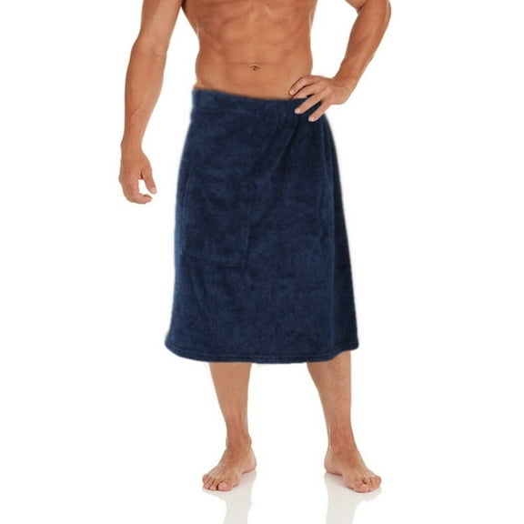 Men's Sauna Kilt with Pocket, Men's Sauna Towel with Practical Pocket, Wearable Bath Towel for Men, Adjustable Sauna Towel, Shower Towel with Elastic Waistband and Nylon Fastener Tapes