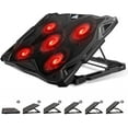 thumbnail image 1 of Laptop Cooling Pad, Laptop Cooler With 5 Quiet Red Led Fans For 12-17.3 Inch Laptop, Dual Usb 2.0 Ports, Portable 6 Angle Adjustable Laptop Stand For Gaming Laptop (Pc-R5), 1 of 7