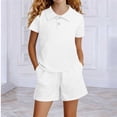 thumbnail image 6 of Stamzod Girls Clothes Two Piece Outfits Short Sleeve Top + Shorts with Pocket Summer Short Set Size 4-14 Years White 5-6 Years, 6 of 6