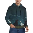 thumbnail image 2 of Honeii Farm Dog Duck Moonlight Pattern Mens Hoodies Men's Loose Sleeve Sweatshirt,Pullover Hooded Sweatshirt for Men,Essentials Hoodie-Medium, 2 of 7