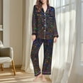 thumbnail image 4 of qelini Loungewear for Women Plus Size Printed Lapel Long Sleeve Shirt and Pant with Pocket Nightwear Soft Cozy Sleepwear, 4 of 7