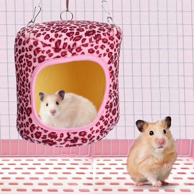 Machine Washable Hamster Hammock, Dark Color Hamster Hanging , Reusable Hedgehog For Squirrel Chinchilla Guinea Pig Pink Leopard