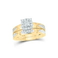 thumbnail image 2 of 10kt Yellow Gold His Hers Round Diamond Square Matching Wedding Set 1/3 Cttw, 2 of 3