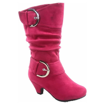 

Auto 8k Youth Girl s Kid s Zipper Low Heel Round Toe Buckle Dress Boot ( Fuchsia 12 )