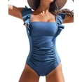 thumbnail image 1 of Charmo Women Ruffle One Piece Bathing Suits Ruched Tummy Control Monokini Swimsuit, 1 of 6