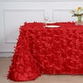 thumbnail image 4 of BalsaCircle 90x156 in Red Taffeta Rectangle Tablecloth 3D Leaves Petals Design Party Events Decorations Supplies, 4 of 8