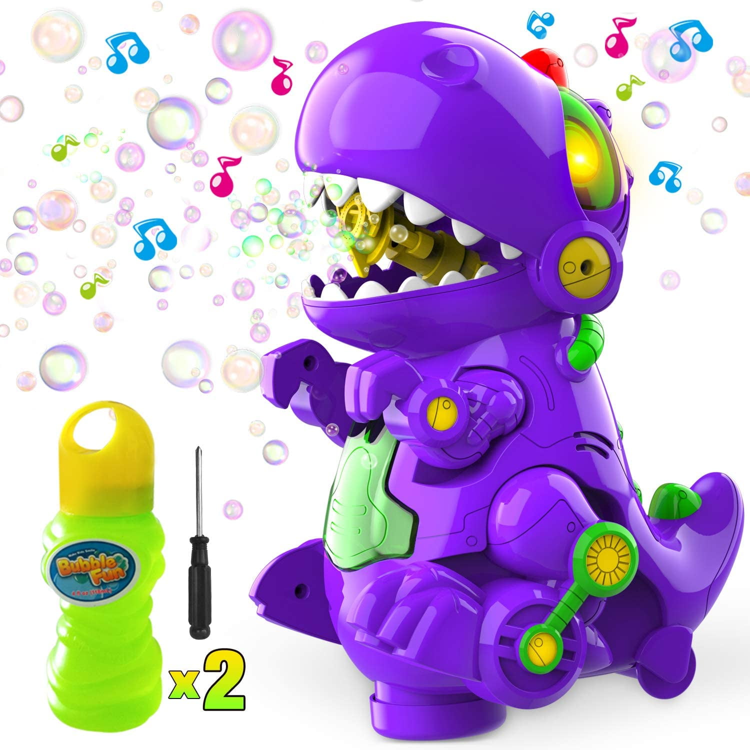 Leakage Free Bubble Machine for Kids Includes Two Bottles of Bubble Solution Mobile & Stationery Two Settings SMJQ 2021 New Dinosaur Bubble Machine Toy for Toddlers Kids,Sound and Light Effects 