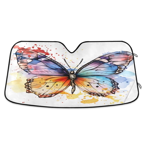 Colorful Butterfly Car Windshield Sun Shade Foldable Car Front Window Visor Heat and UV Protection 53x23.5