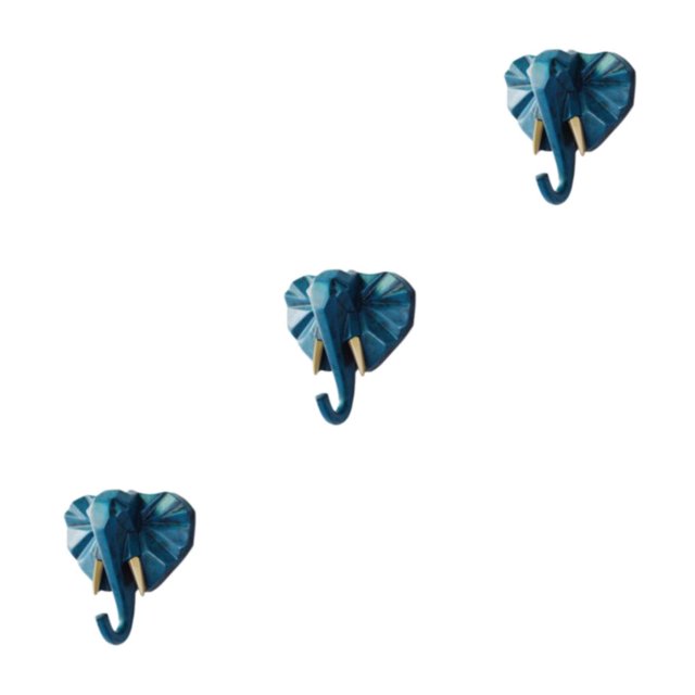 Destyer Manteaux en Résine Bien Rangé et Organisé avec Crochet de Manteau de Tête d'Animal Forme Animale Tête d'Animal Crochet de Clé Rétro Bleu (Éléphant) 3Set