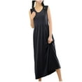 thumbnail image 5 of Antinious Womens Nightdress Solid Color Crewneck Sleeveless Loose Short Sleep Gown,Summer Holiday!Nightgowns for Women,Women Pajama Dress,Dark Gray,L, 5 of 5