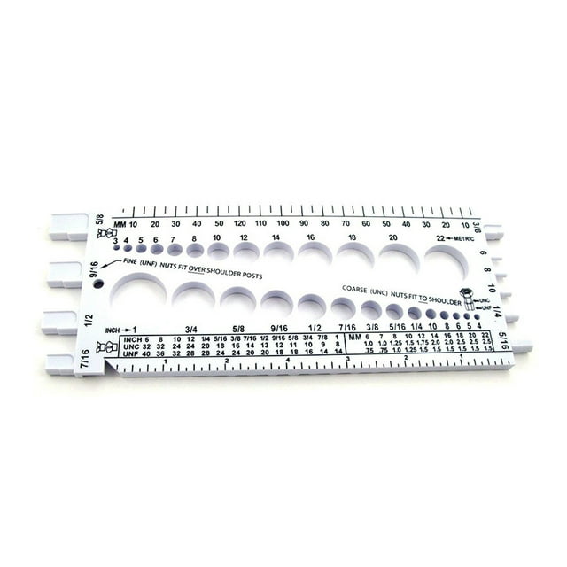 Mistaha "White Nut Sizing Gauge for Bolts and Nuts - Metric and Imperial Sizes - Efficient Thread Measurement Tool"