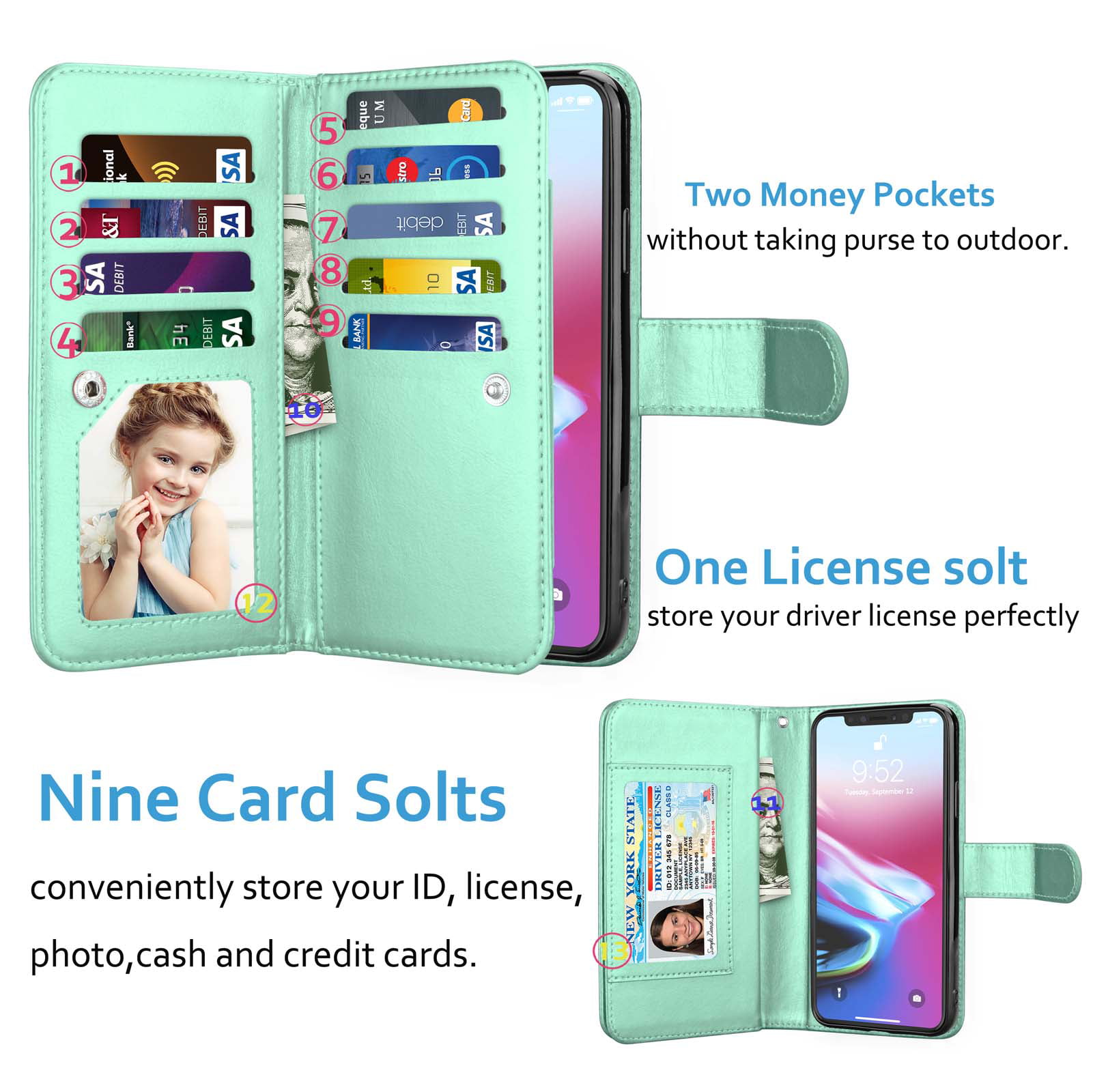 iPhone 11 Case, Cellularvilla Diary Style Pu Leather Wallet [Card Slot]  [Square-Pattern] [Magnetic Closure] [Wristlet] Flip Stand Case For Apple  iPhone 11 