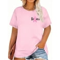 thumbnail image 6 of DEXIO Plus Size Pink Ribbon Shirts Breast Cancer Awareness Gifts Red Heart I Wear Pink Short Sleeve T Shirt Tops Tees,1X, 6 of 7