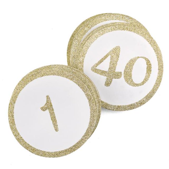 Hortense B. Hewitt Cartes Numéros de Table, 4.5 Pouces, Paillettes Dorées
