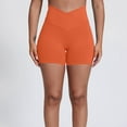 thumbnail image 3 of vigerkar Cloud Feeling Cross Waist Yoga Shorts with Pockets for Women, Crossover High Waist Lounge Biker Shorts Orange, XL, 3 of 3