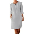 thumbnail image 2 of GZWYHT Dresses for Women 2025,Plus Size Dresses Button Shirt Dress Crewneck Long Sleeve Casual Loose Dresses With Two Pockets Midi Dresses,Long Sleeve Dress,Gray 1 Dress,Linen Dresses 4XL, 2 of 6