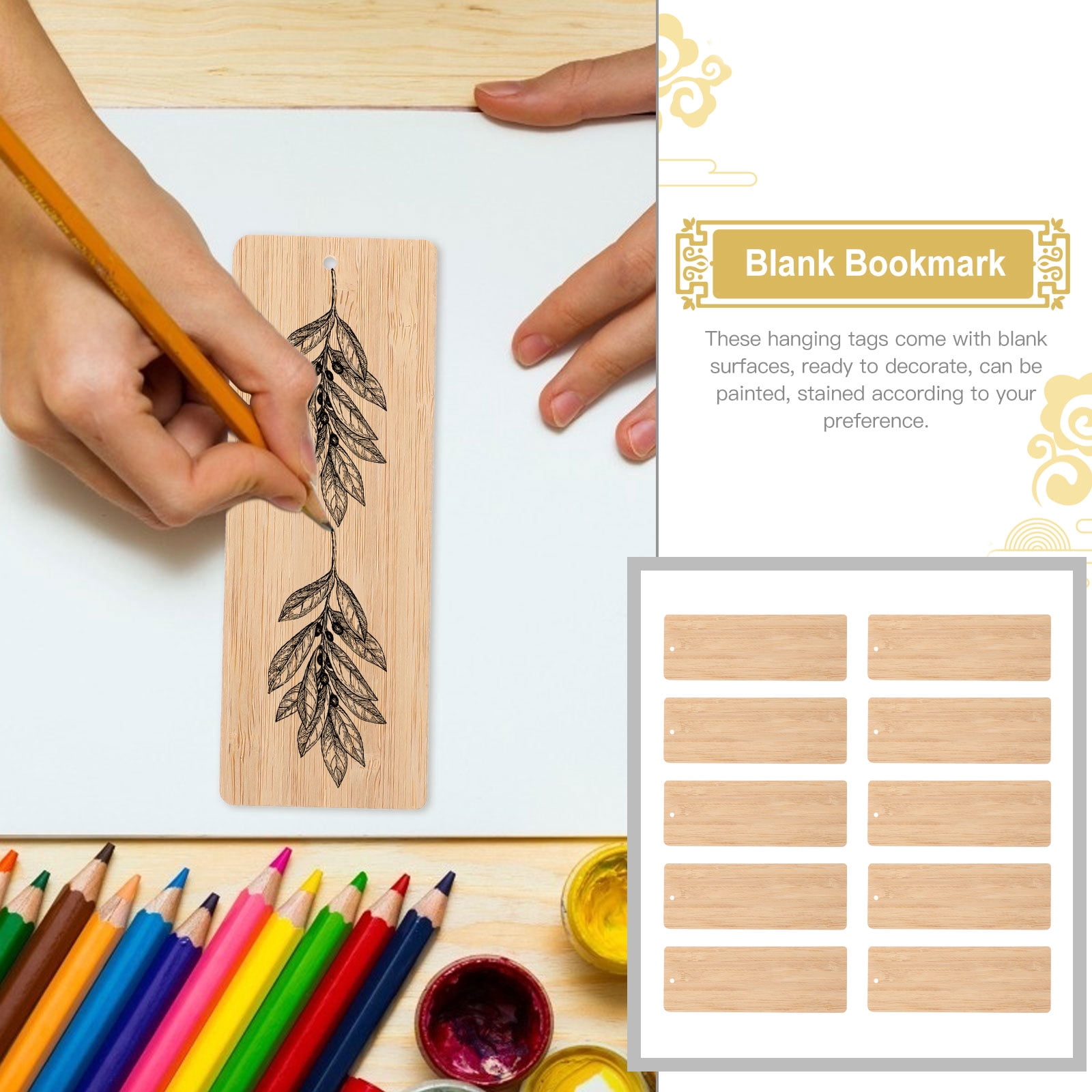 WRISTBIQUE DIY Khaki Bookmark 40Pack Wall Tree Decoration Families Friends 5.5×2×0.3in