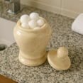 thumbnail image 5 of Creative Home Natural Champagne Marble Aladdin Collection Cotton Ball Swab Holder, Bathroom Countertop Storage Jar Container Organizer, 5 of 5