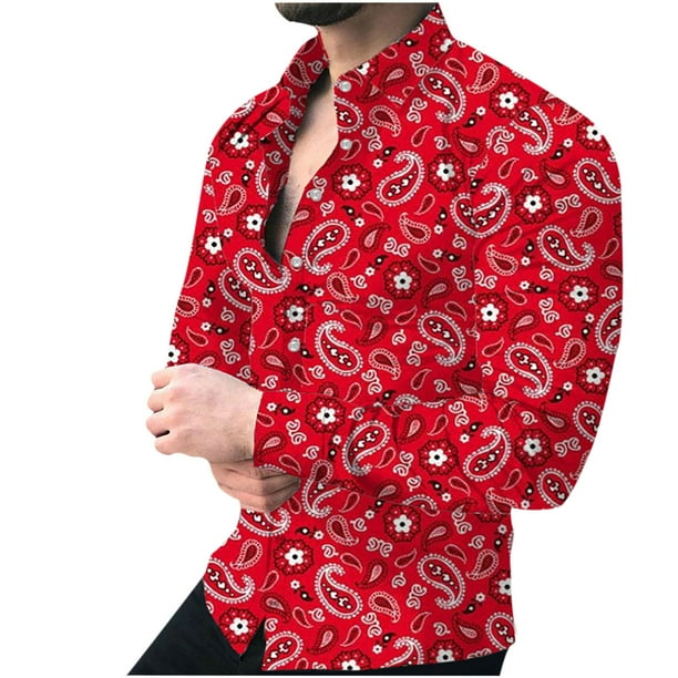 Camisa de blusa de manga larga con estampado de moda de primavera y otoño para hombre Pompotops oipoqjl28482