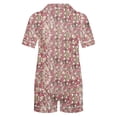 thumbnail image 4 of Rciityk Women's Pajamas Set Casual Printed Button Lapel Shirt with Shorts 2 Piece PJs Summer Soft Lightweight Sleepwear Loungewear, 4 of 5