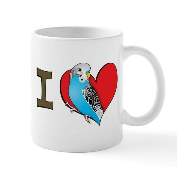 CafePress - I Heart Parakeets Mug - 11 oz Ceramic Mug - Novelty Coffee Tea Cup