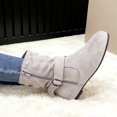 thumbnail image 5 of Joykidd Women's Suede Slouch Mid‑Calf Boots Flat Low Heel Side Zipper Buckle Strap Boots for Fall‑Winter Casual Daily Outings, 5 of 7