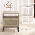 thumbnail image 4 of Rattan Nightstand, Boho Side Table with Drawer & Open Shelf, Accent Bedside End Table with Metal Legs for Bedroom, Dorm and Small Spaces, 4 of 7