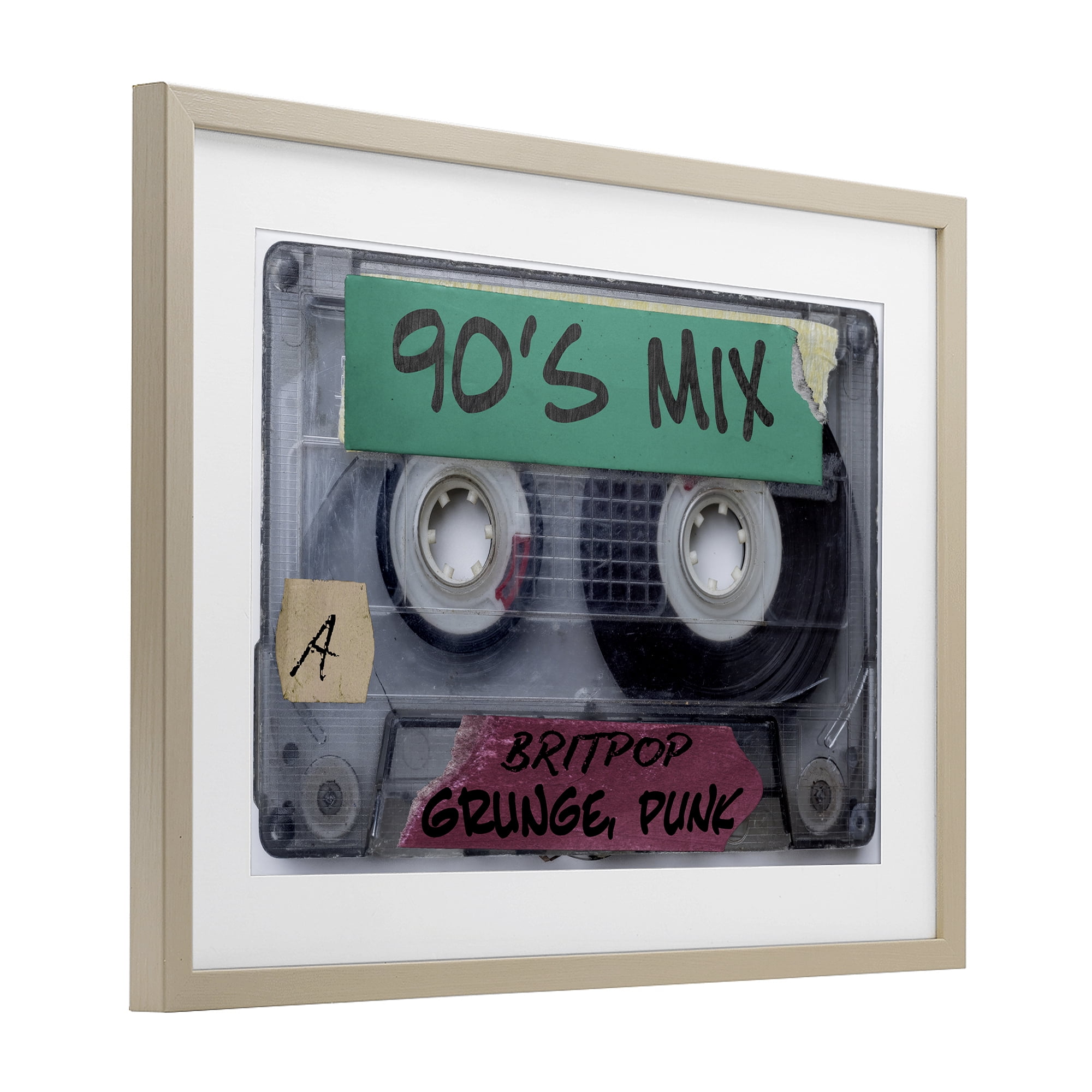 Stupell Industries Retro 90s Mix Cassette Birch Framed Print Under Glass, design by Annabelle Hall