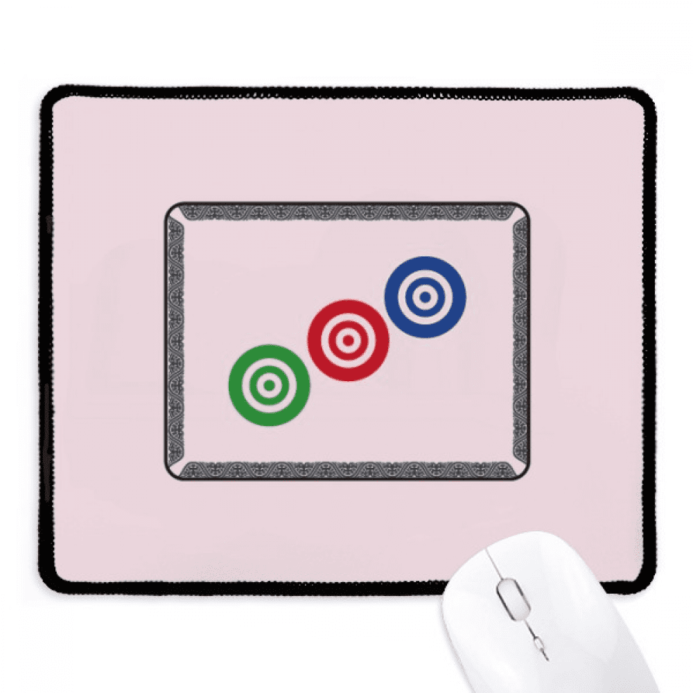Mahjong Circle Dots 3 Tile Pattern Mousepad Stitched Edge Mat Rubber ...