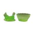 thumbnail image 3 of Rooster Decor Glass Candy Dish with Lid - Vintage Hen on Nest Style Large Snack Bowl, Colorful Pedestal Sweets & Cookie Jar for Home, Kitchen, Office Tabletop Decor(Green), 3 of 6