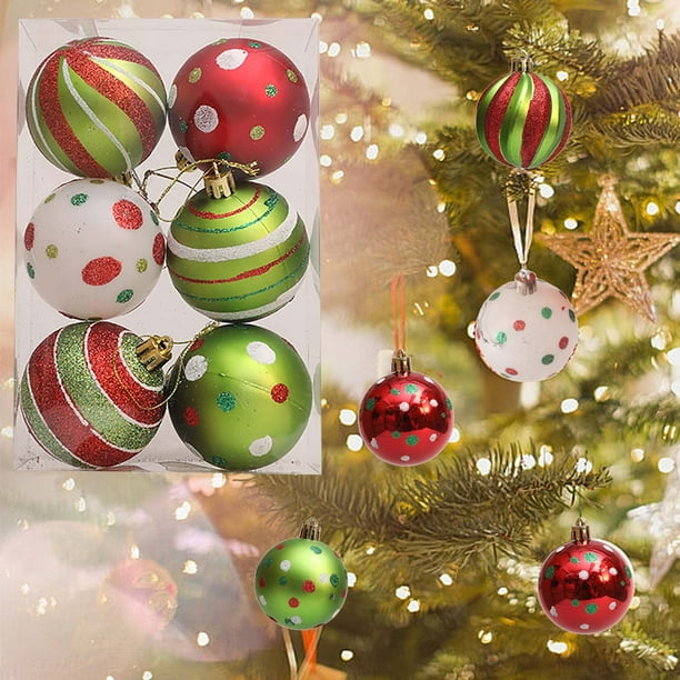 Lisbinx - Juego de 12 bolas navideñas de plástico mate pintadas de 6 cm y 12 unidades